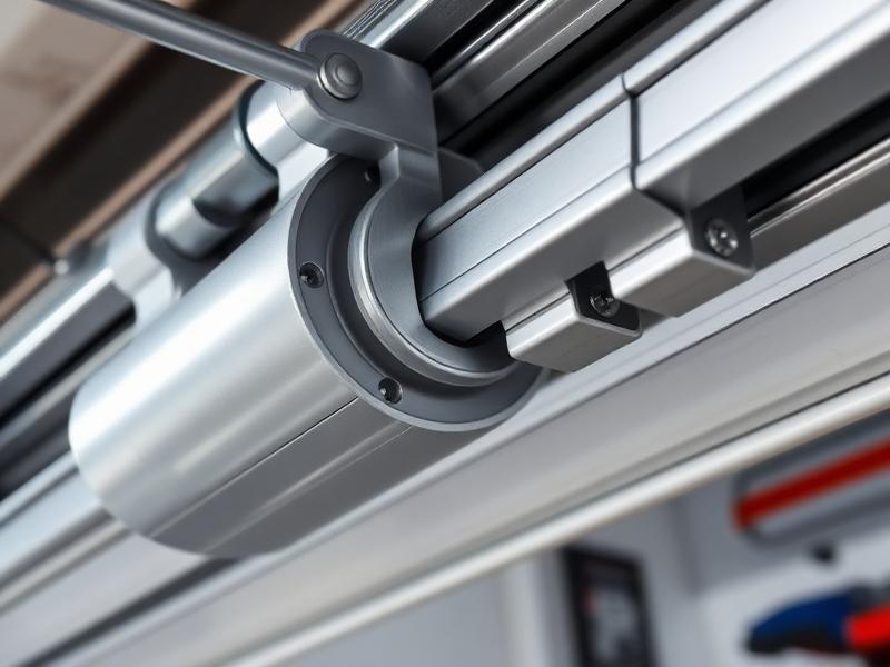 Garage door roller replacement showing new nylon rollers installed on a residential garage door track
